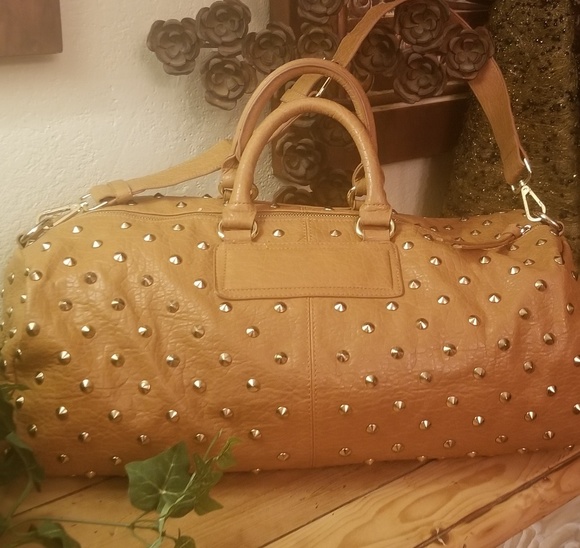 Handbags - Studded Overnight Bag Leopard lining